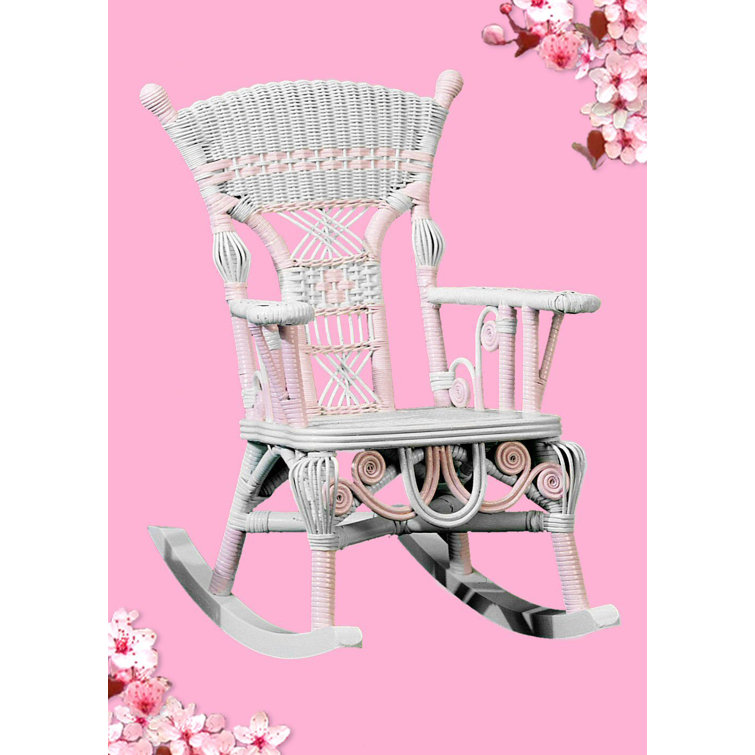 Childs white wicker online rocking chair